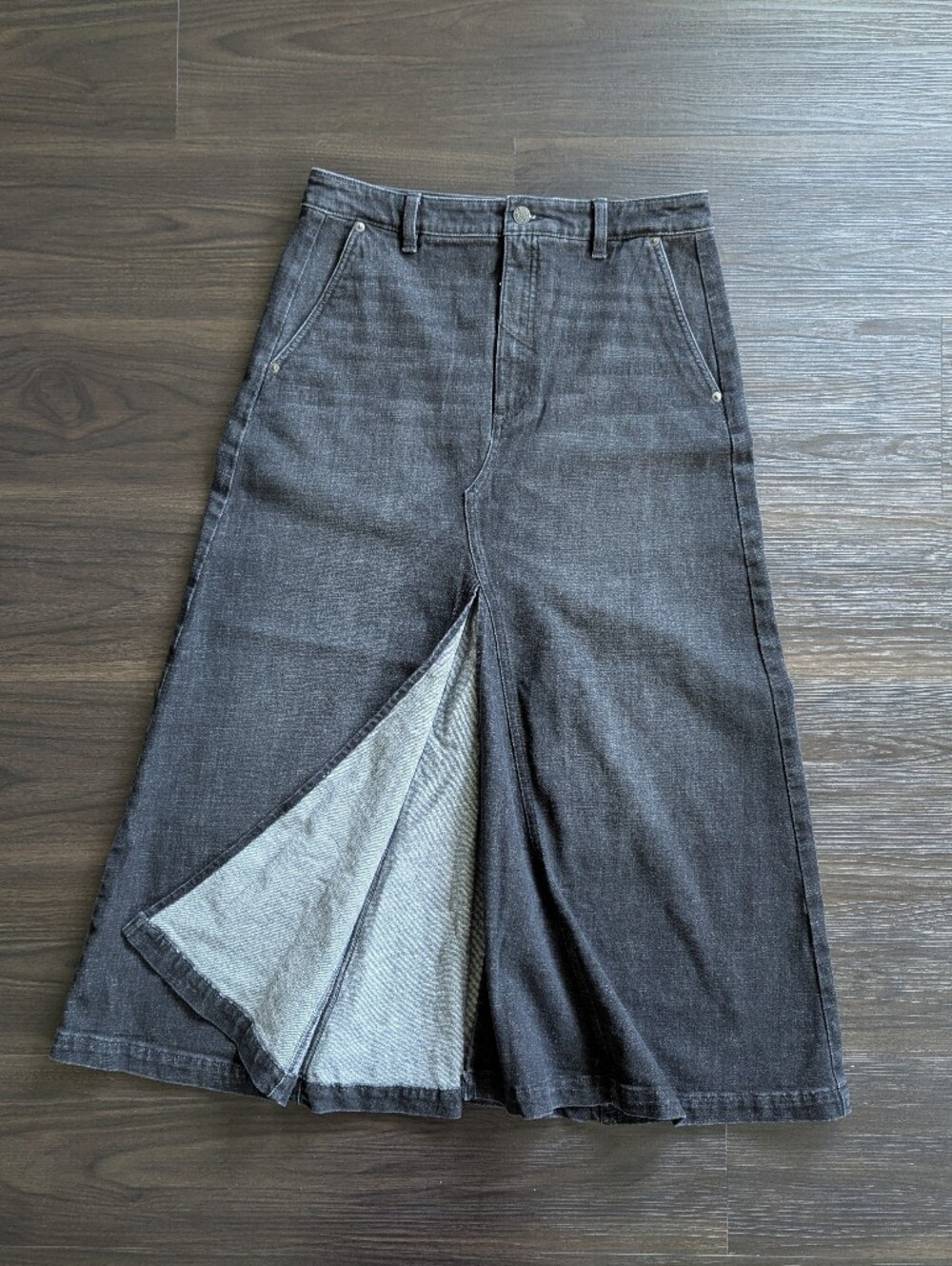 Banana Republic Factory Black Faded Denim Skirt Goth Grunge Alt Summer Size 8